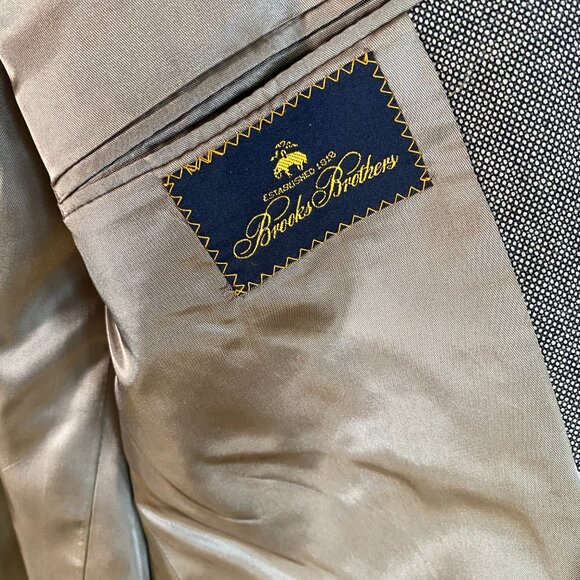 VINTAGE Brooks Brothers Suit Jacket Sport Coat Blazer Black Gray 44S Short NICE! - Picture 4 of 5